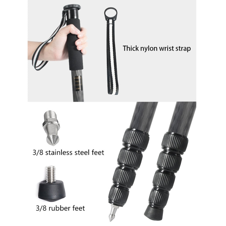 BEXIN P285-C Portable Travel Outdoor DSLR Camera Carbon Fiber Monopod Holder (Black) - Camera Accessories by BEXIN | Online Shopping UK | buy2fix