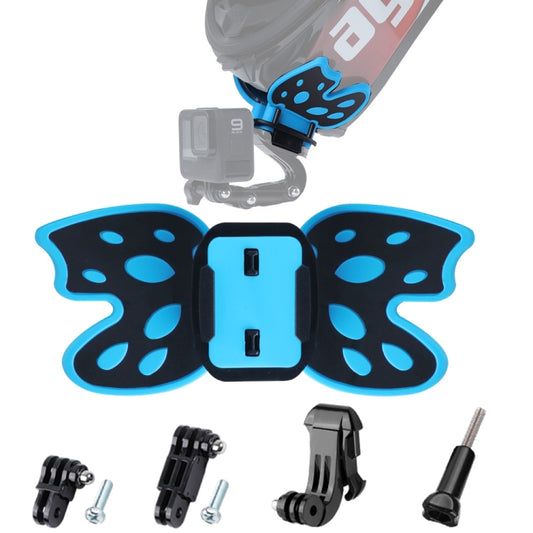Butterfly Helmet Mount Adapter with 3-Way Pivot Arm & J-Hook Buckle & Long Screw for GoPro Hero11 Black / HERO10 Black /9 Black /8 Black /7 /6 /5 /5 Session /4 Session /4 /3+ /3 /2 /1, DJI Osmo Action and Other Action Cameras (Blue) - DJI & GoPro Accessories by buy2fix | Online Shopping UK | buy2fix