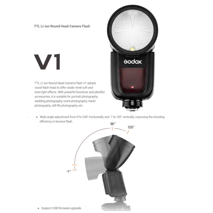 Godox V1P Round Head TTL Flash Speedlite for Pentax (Black) - Camera Accessories by Godox | Online Shopping UK | buy2fix