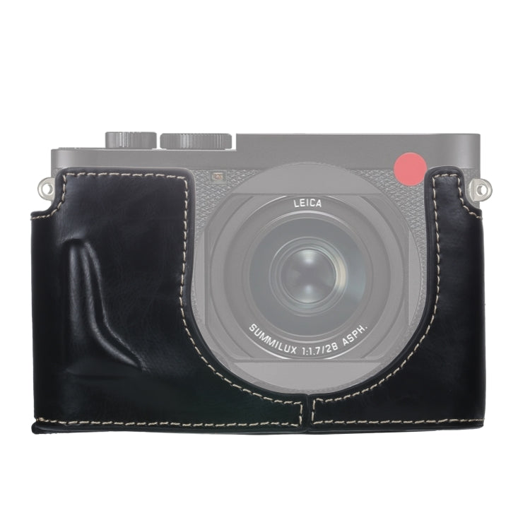 1/4 inch Thread PU Leather Camera Half Case Base for Leica Q2(Black) - Camera Accessories by buy2fix | Online Shopping UK | buy2fix