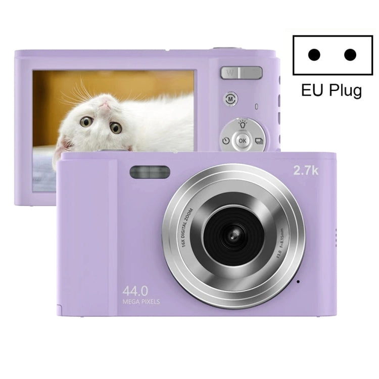 DC302 2.88 inch 44MP 16X Zoom 2.7K Full HD Digital Camera Children Card Camera, EU Plug (Purple) - Consumer Electronics by buy2fix | Online Shopping UK | buy2fix