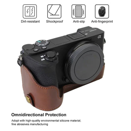 1/4 inch Thread PU Leather Camera Half Case Base for Sony ILCE-A6500 / A6500 (Black) - Camera Accessories by buy2fix | Online Shopping UK | buy2fix