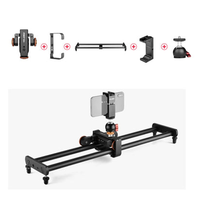 YELANGU L60E 60cm Slide Rail Track + L4 3-Wheel Video Dolly with PC142 Phone Clamp & Ballhead - Camera Slider by YELANGU | Online Shopping UK | buy2fix