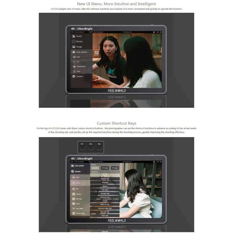 FEELWORLD LUT11S 10.1 inch Ultra High Bright 2000nit Touch Screen DSLR Camera Field Monitor, 3G-SDI 4K HDMI Input Output 1920 x 1200 IPS Panel(UK Plug) - Camera Accessories by FEELWORLD | Online Shopping UK | buy2fix