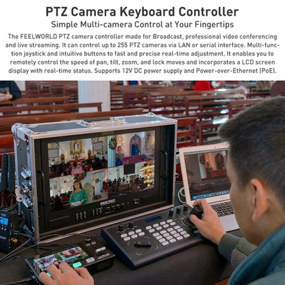FEELWORLD KBC10 PTZ Camera Controller with Joystick and Keyboard Control ,Support PoE(UK Plug) - HD Camera by FEELWORLD | Online Shopping UK | buy2fix