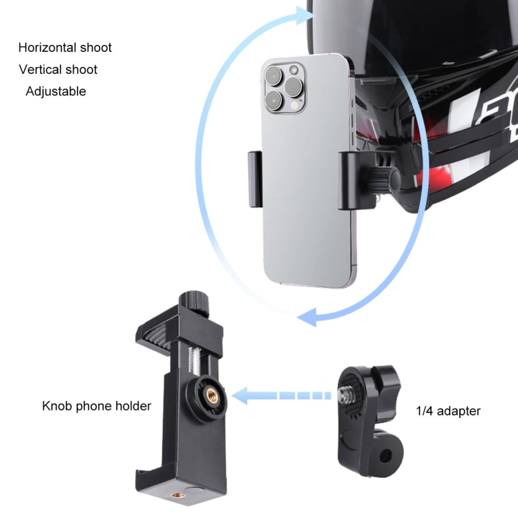 Foldable Bending Action Camera Phone Helmet Mount Kit with J-Hook Buckle & Rotation Phone Clamp & Adapter (Black) - DJI & GoPro Accessories by buy2fix | Online Shopping UK | buy2fix