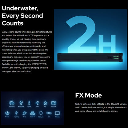 Godox WT25R Waterproof Tube Light  25cm RGB Photo Video Fill Light -  by Godox | Online Shopping UK | buy2fix