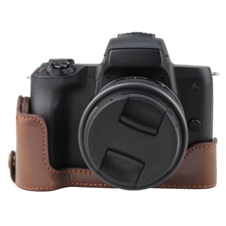 1/4 inch Thread PU Leather Camera Half Case Base for Canon EOS M50 / M50 Mark II (Coffee) - Camera Accessories by buy2fix | Online Shopping UK | buy2fix