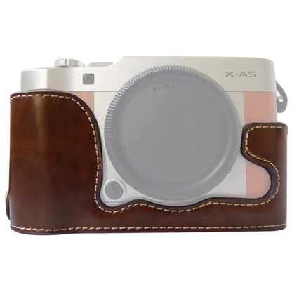 1/4 inch Thread PU Leather Camera Half Case Base for FUJIFILM X-A5 / X-A20(Coffee) - Camera Accessories by buy2fix | Online Shopping UK | buy2fix