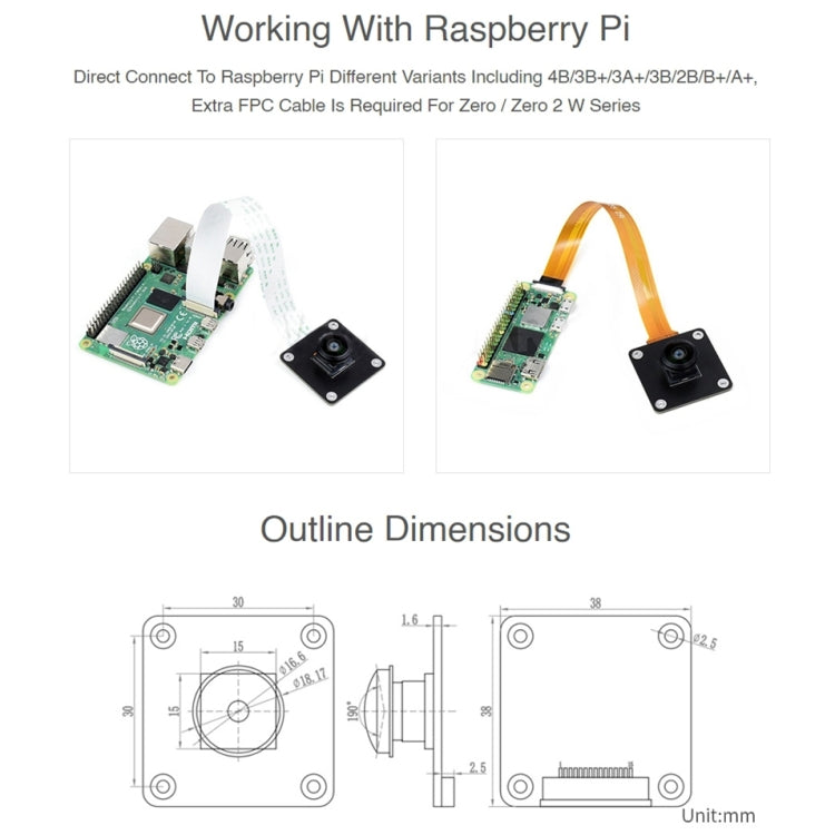 Waveshare IMX378-190 Fisheye Lens 12.3MP Wider Field Camera for Raspberry Pi - Modules Expansions Accessories by WAVESHARE | Online Shopping UK | buy2fix