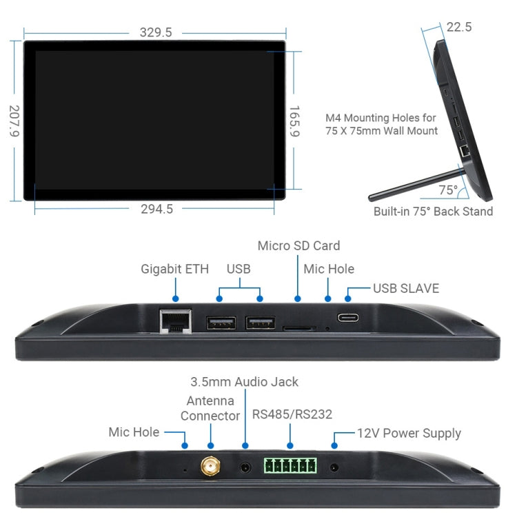 WAVESHARE Mini-Computer Powered by Raspberry Pi CM4 Touch Screen(EU Plug) - LCD & LED Display Module by WAVESHARE | Online Shopping UK | buy2fix