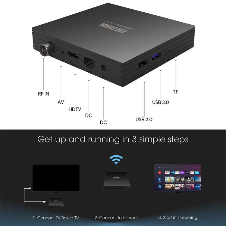 MECOOL KT1 DVB S2 Android 10.0 Smart TV Set Top Box, Amlogic S905X4-B Quad Core ARM Cortex-A55, 2GB+16GB, Dual Band WiFi, Bluetooth(AU Plug) - Consumer Electronics by MECOOL | Online Shopping UK | buy2fix