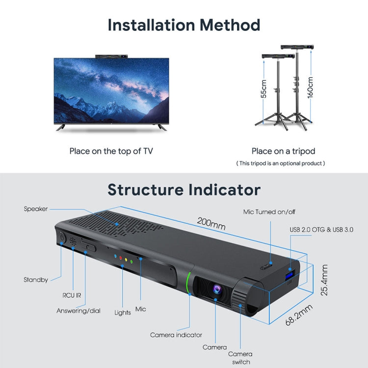 MECOOL KA2 Video Calling on TV Android 10.0 Smart TV Box with Remote Control, Amlogic S905X4 Quad Core Cortex A35, 4GB+64GB, Dual-Band / Ethernet / Camera(AU Plug) - Consumer Electronics by MECOOL | Online Shopping UK | buy2fix