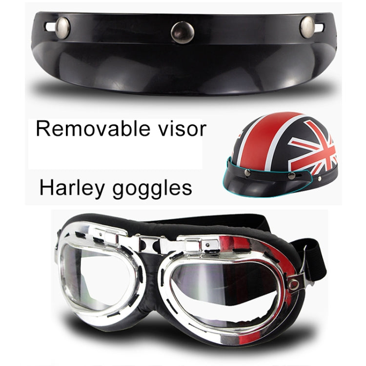 Soman Electromobile Motorcycle Half Face Helmet Retro Harley Helmet with Goggles(Matte Black UK Flag) -  by SOMAN | Online Shopping UK | buy2fix