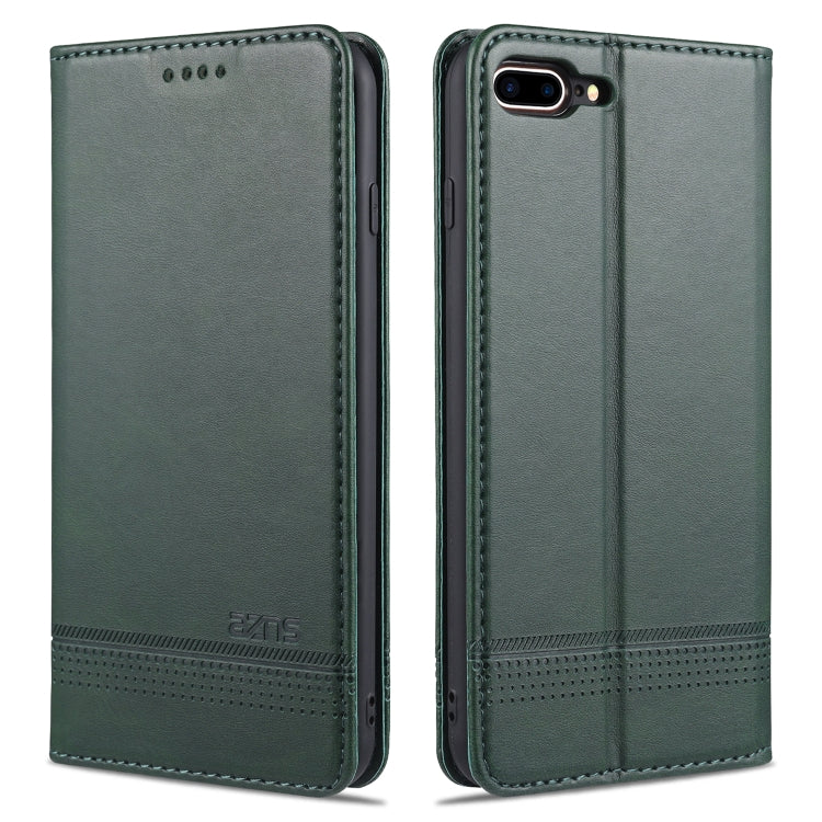 AZNS Magnetic Calf Texture Horizontal Flip Leather Case with Card Slots & Holder & Wallet For iPhone 8 Plus/7 Plus(Dark Green) - More iPhone Cases by AZNS | Online Shopping UK | buy2fix