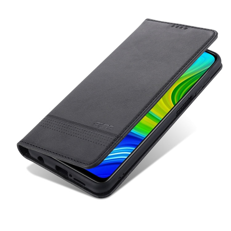 For Xiaomi Redmi Note 9 Pro / Note 9s AZNS Magnetic Calf Texture Horizontal Flip Leather Case with Card Slots & Holder & Wallet(Black) - Xiaomi Cases by AZNS | Online Shopping UK | buy2fix