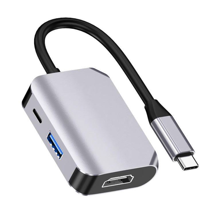 HW-6003 3 In 1 Type-C / USB-C to HDMI + PD + USB 3.0 Docking Station Adapter Converter(Grey) - Computer & Networking by buy2fix | Online Shopping UK | buy2fix