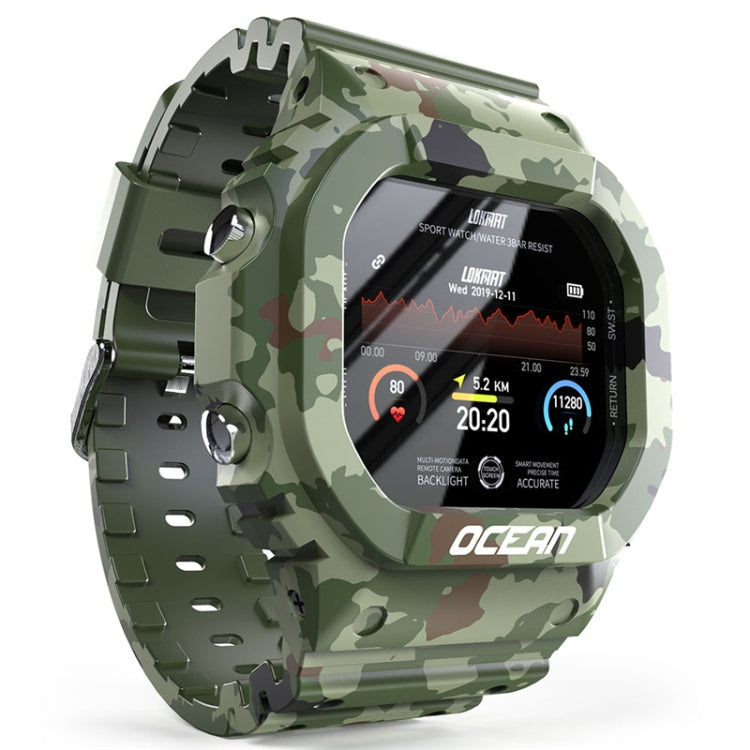Lokmat OCEAN 1.14 inch TFT Touch Screen IP68 Waterproof Smart Watch, Support Information Reminder / Sleep Monitor / Sport Record(Camouflage Green) - Smart Wear by Lokmat | Online Shopping UK | buy2fix
