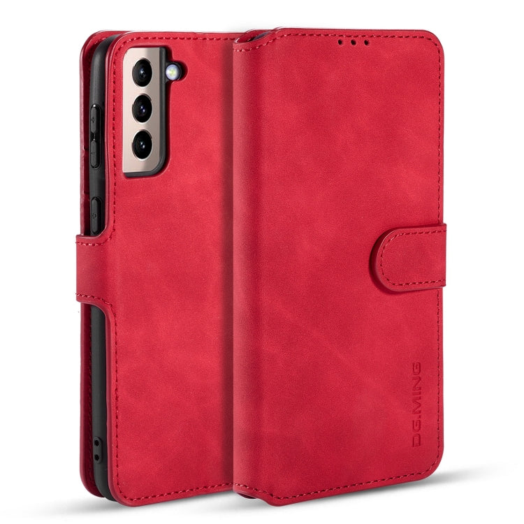 For Samsung Galaxy S21 5G DG.MING Retro Oil Side Horizontal Flip Case with Holder & Card Slots & Wallet(Red) - Galaxy S21 5G Cases by DG.MING | Online Shopping UK | buy2fix