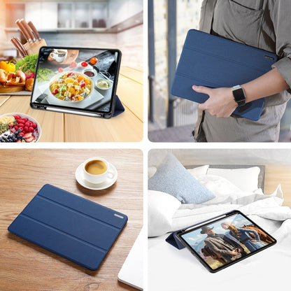 For iPad Pro 11 2022 / 2021 / 2020 DUX DUCIS Domo Series Horizontal Flip Magnetic TPU + PU Leather Tablet Case with Three-folding Holder & Pen Slot & Sleep / Wake-up Function(Blue) - iPad Pro 11 (2022/2021) Cases by DUX DUCIS | Online Shopping UK | buy2fix