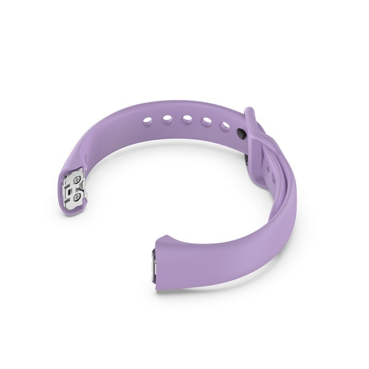 For Samsung Galaxy Fit SM-R370 Silicone Steel Shrapnel Black Buckle Watch Band(Light Purple) - Smart Wear by buy2fix | Online Shopping UK | buy2fix