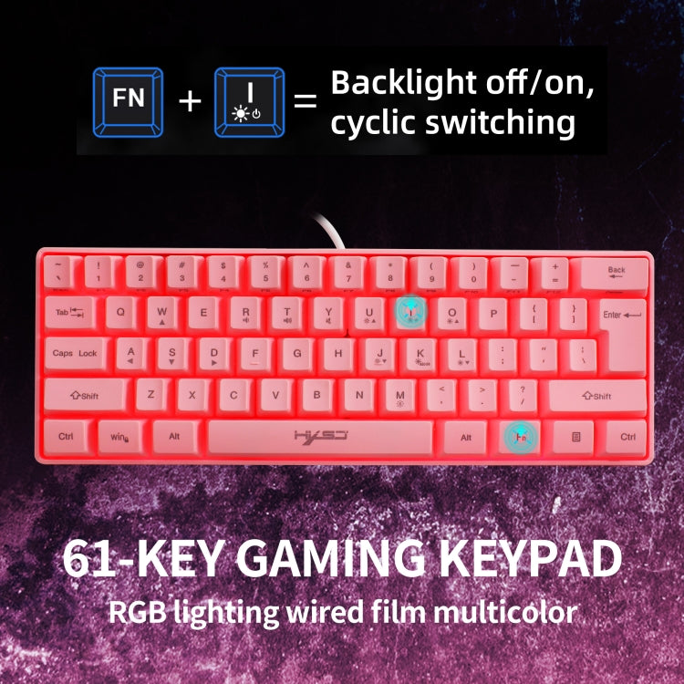 HXSJ V700 61 Keys RGB Lighting Gaming Wired Keyboard (Pink) - Wired Keyboard by HXSJ | Online Shopping UK | buy2fix