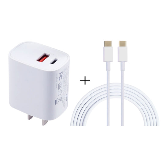 U087 20W USB-C / Type-C + USB Ports Charger with 100W Type-C to Type-C Fast Charging Cable 1m, US Plug - Mobile Accessories by buy2fix | Online Shopping UK | buy2fix
