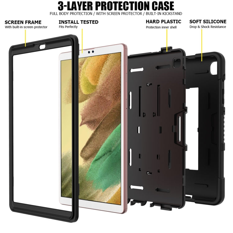 For Samsung Galaxy Tab A7 Lite T220 / T225 Contrast Color Robot Shockproof Silicone + PC Protective Case with Holder(Black) - Samsung Accessories by buy2fix | Online Shopping UK | buy2fix