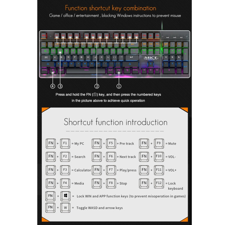 iMICE MK-X80 104 Keys Mechanical Blue-axis Backlight Wired Gaming Keyboard - Wired Keyboard by iMICE | Online Shopping UK | buy2fix
