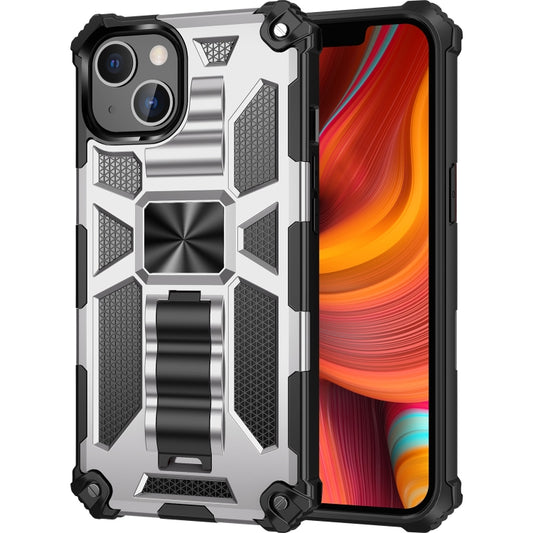 For iPhone 13 Pro Armor Shockproof TPU + PC Magnetic Protective Case with Holder (Silver) - iPhone 13 Pro Cases by buy2fix | Online Shopping UK | buy2fix