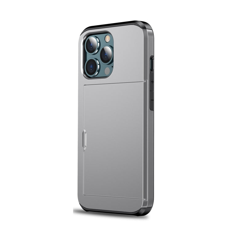 For iPhone 13 Pro Max Shockproof Armor Protective Case with Slide Card Slot (Grey) - iPhone 13 Pro Max Cases by buy2fix | Online Shopping UK | buy2fix