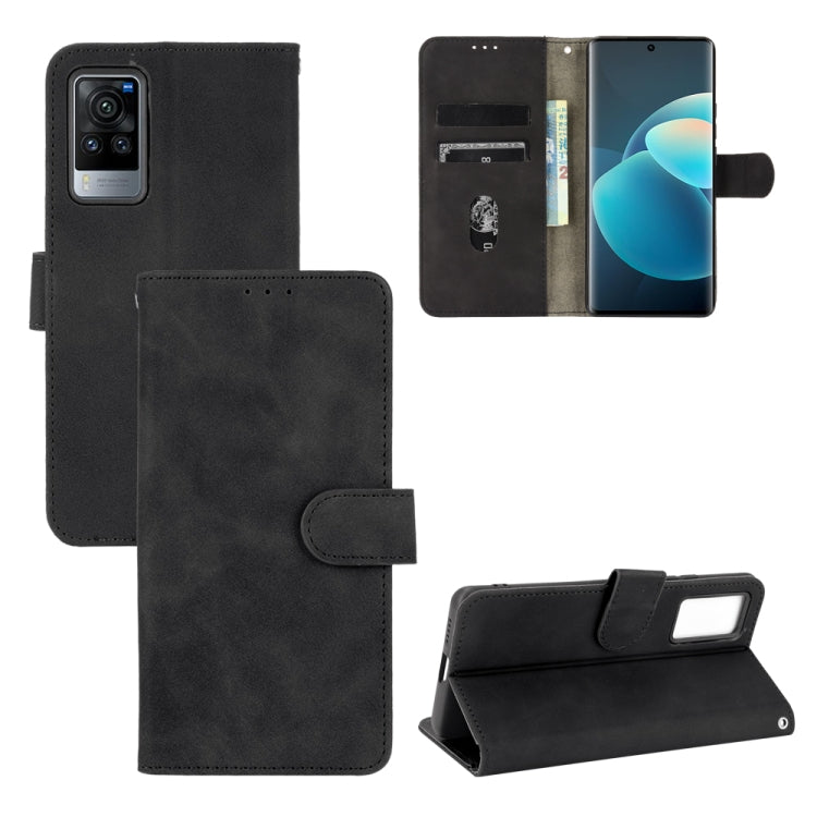 For vivo X60 Pro / X60 5G Solid Color Skin Feel Magnetic Buckle Horizontal Flip Calf Texture PU Leather Case with Holder & Card Slots & Wallet(Black) - vivo Cases by buy2fix | Online Shopping UK | buy2fix