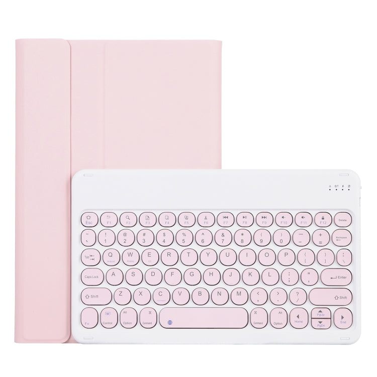 For Lenovo Pad Plus 11 inch TB-J607F / Tab P11 11 inch TB-J606F / Pad 11 inch YAM12 Lambskin Texture Detachable Round Keycap Bluetooth Keyboard Leather Tablet Case with Holder(Pink) - Lenovo Keyboard by buy2fix | Online Shopping UK | buy2fix