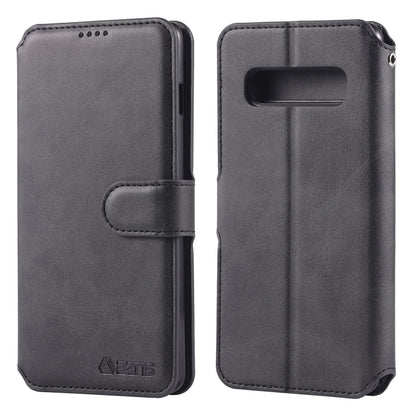 For Galaxy S10e AZNS Calf Texture Magnetic Horizontal Flip PU Leather Case with Holder & Card Slots & Photo Frame(Black) - Galaxy Phone Cases by AZNS | Online Shopping UK | buy2fix