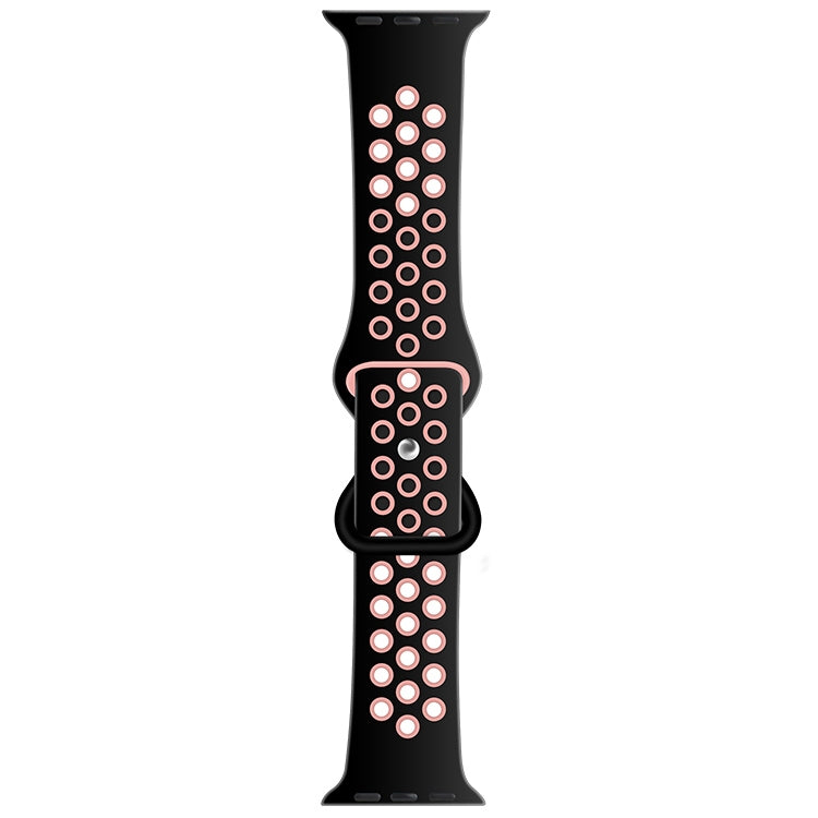 Butterfly Buckle Dual-tone Liquid Silicone Watch Band For Apple Watch Series 9&8&7 41mm / SE 3&SE 2&6&SE&5&4 40mm / 3&2&1 38mm(Black+Light Pink) - Watch Bands by buy2fix | Online Shopping UK | buy2fix