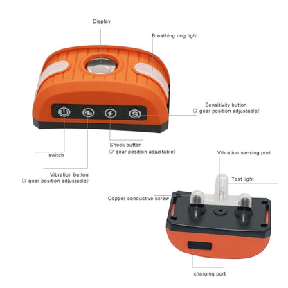 RC-302B Pet Bark Stopper Electric Shock Dog Training Collar Anti-interference Stop Calling Device(Orange) - Training Aids by buy2fix | Online Shopping UK | buy2fix