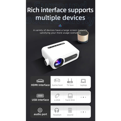 YG330 1920x1080P Portable Home Theater Mobile Phone Wireless Same Screen Mini LED HD Digital Projector, US Plug(White) - Consumer Electronics by buy2fix | Online Shopping UK | buy2fix
