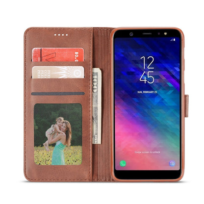 For Galaxy A6 Plus (2018) LC.IMEEKE Calf Texture Horizontal Flip Leather Case, with Holder & Card Slots & Wallet(Brown) - Samsung Accessories by LC.IMEEKE | Online Shopping UK | buy2fix