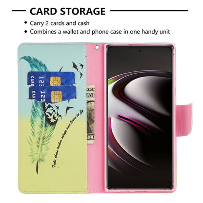 For Samsung Galaxy S22 Ultra 5G Colored Drawing Pattern Horizontal Flip Phone Leather Case with Holder & Card Slots & Wallet(Feather) - Samsung Accessories by buy2fix | Online Shopping UK | buy2fix