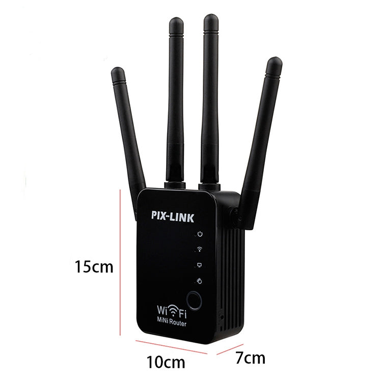 Wireless Smart WiFi Router Repeater with 4 WiFi Antennas, Plug Specification:UK Plug(Black) -  by buy2fix | Online Shopping UK | buy2fix