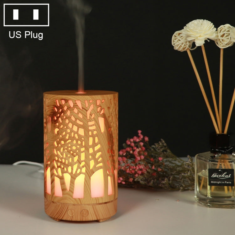200ml Hollow-out Forest Pattern Wooden Essential Oil Aromatherapy Machine Ultrasonic Humidifier Automatic Alcohol Sprayer, Plug Specification:US Plug(Light Brown-3) - Home & Garden by buy2fix | Online Shopping UK | buy2fix
