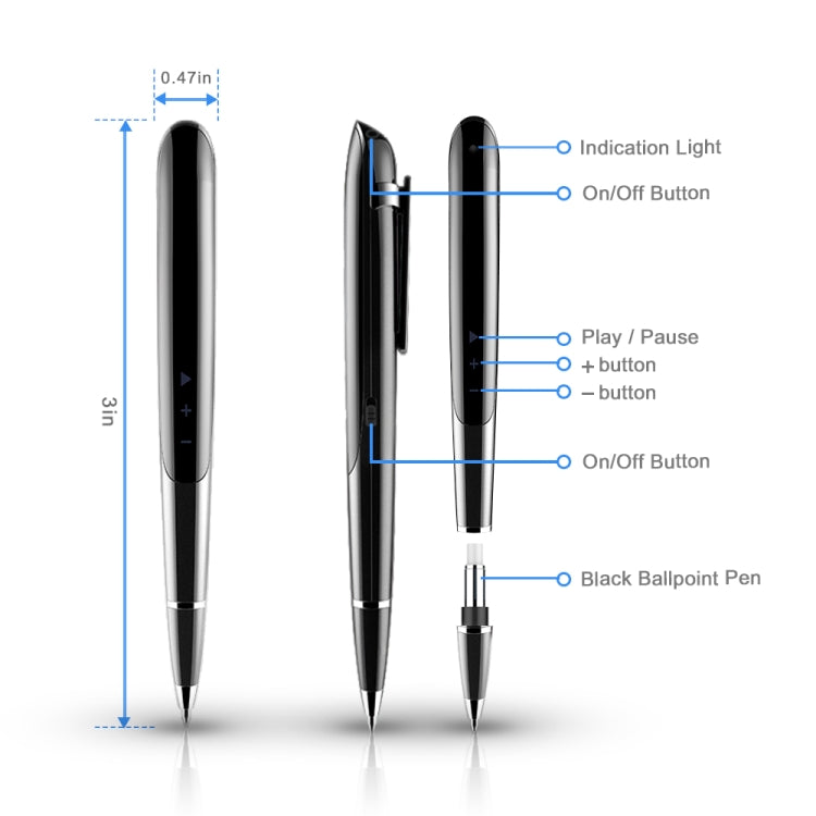 Q9 AI Intelligent High-definition Noise Reduction Conference Recording Pen Voice Control Recorder, Capacity:16GB(Black) - Security by buy2fix | Online Shopping UK | buy2fix