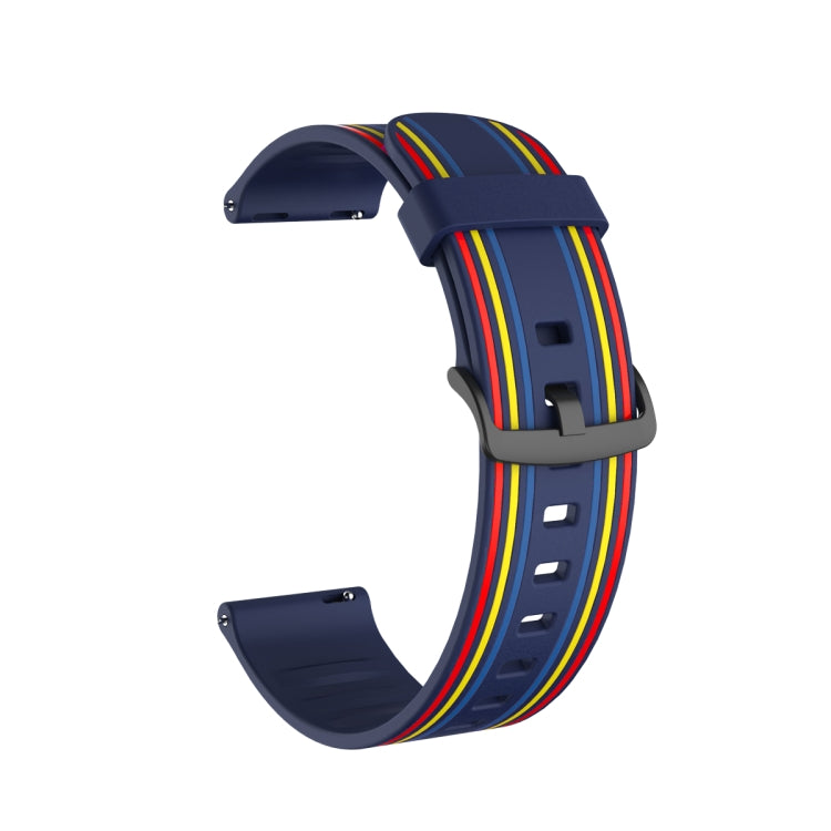 22mm Stripe Silicone Watch Band(Dark Blue) - Watch Bands by buy2fix | Online Shopping UK | buy2fix