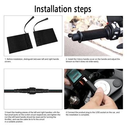 ZH-974D1 3-level Temperature Control Motorcycle Hook and Loop Fastener Intelligent Heated Grip - In Car by buy2fix | Online Shopping UK | buy2fix