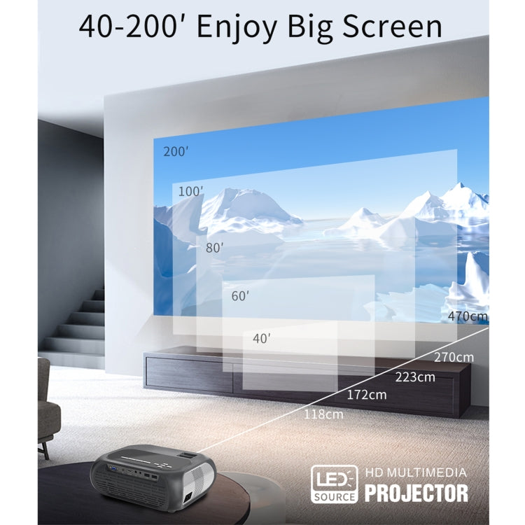 T7i 720P 200 ANSI Home Theater LED HD Digital Projector, Basic Version, EU Plug(Silver Grey) - Consumer Electronics by buy2fix | Online Shopping UK | buy2fix