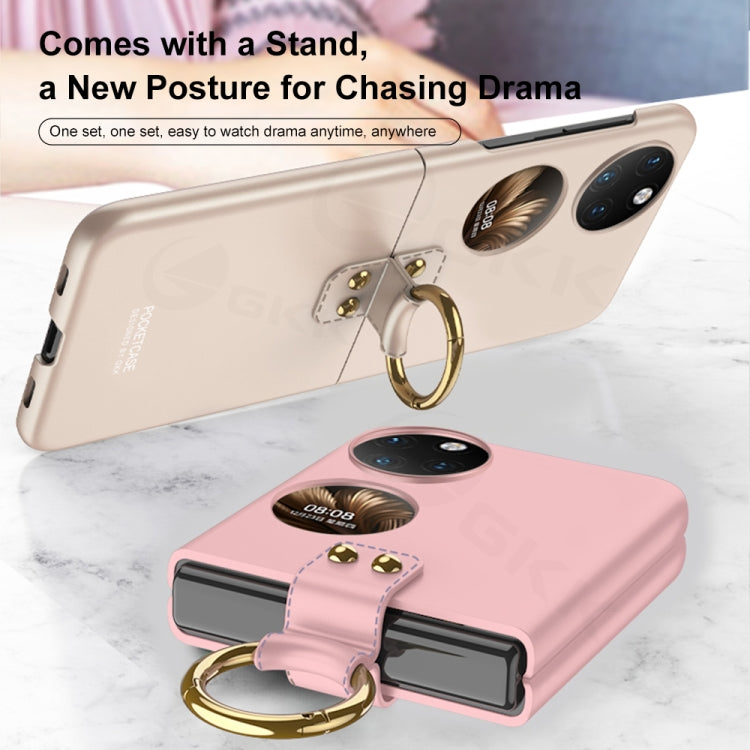 For Huawei P50 Pocket GKK Ultra-thin Full Coverage Phone Case with Ring(White) - Huawei Cases by GKK | Online Shopping UK | buy2fix
