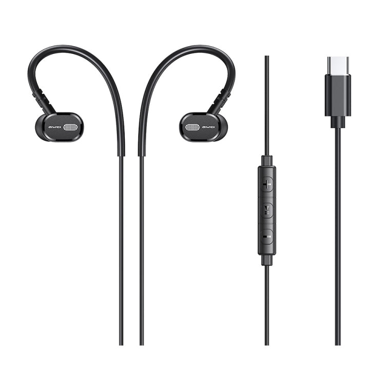 awei TC-6 Type-C / USB-C Mini Stereo In-ear Wired Earphone(Black) - Type-C Earphone by awei | Online Shopping UK | buy2fix