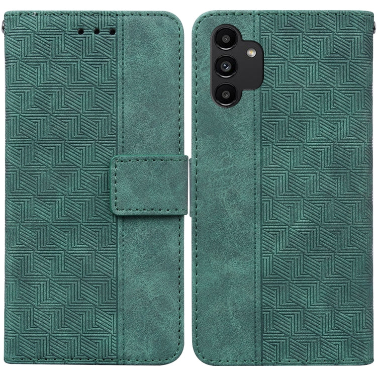 For Samsung Galaxy A13 4G Geometric Embossed Leather Phone Case(Green) - Samsung Accessories by buy2fix | Online Shopping UK | buy2fix