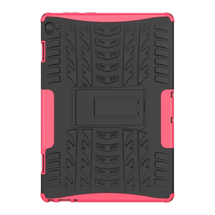 For Lenovo Tab M10 X605 / X505 Tire Texture Shockproof TPU+PC Protective Tablet Case with Holder(Pink) - For Lenovo by buy2fix | Online Shopping UK | buy2fix