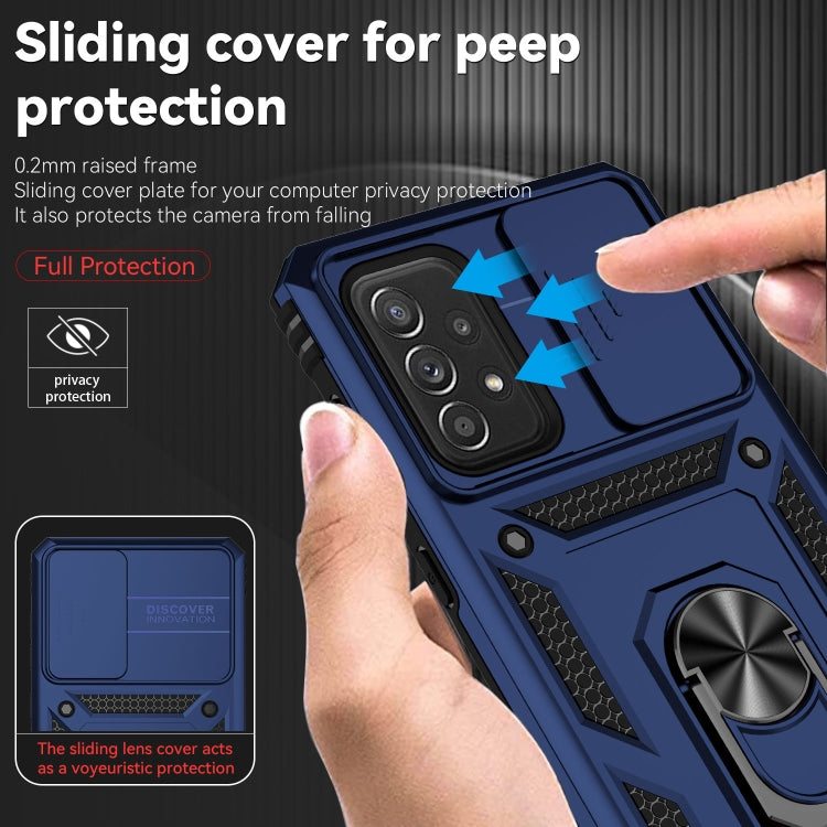 For Samsung Galaxy A73 5G Sliding Camshield Holder Phone Case(Blue) - Samsung Accessories by buy2fix | Online Shopping UK | buy2fix